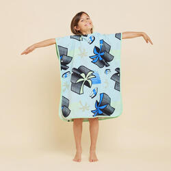 Surf poncho 500 voor kinderen van 110 tot 135 cm Miamiii blauw