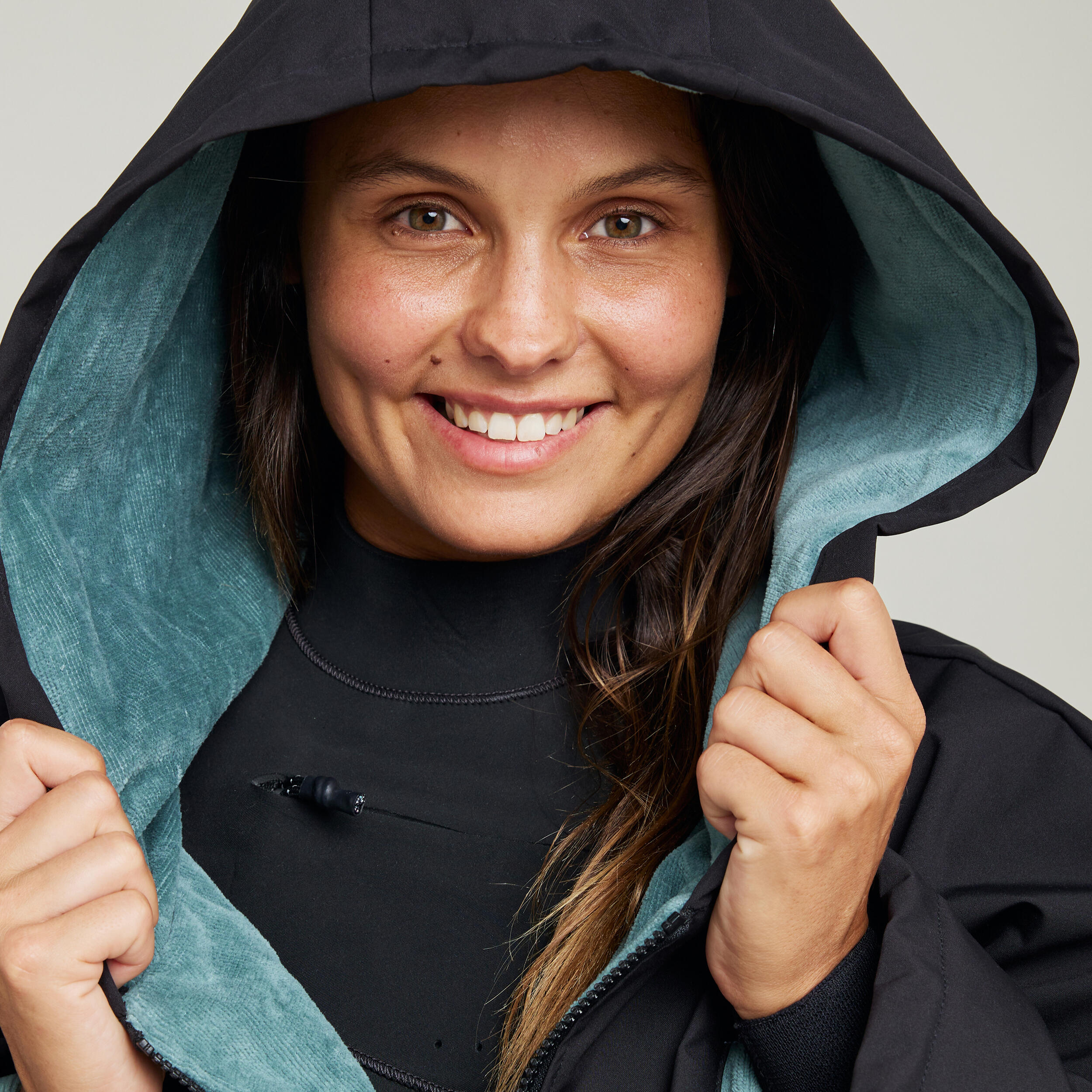 Surf-Poncho Damen/Herren 950 schwarz 3/8
