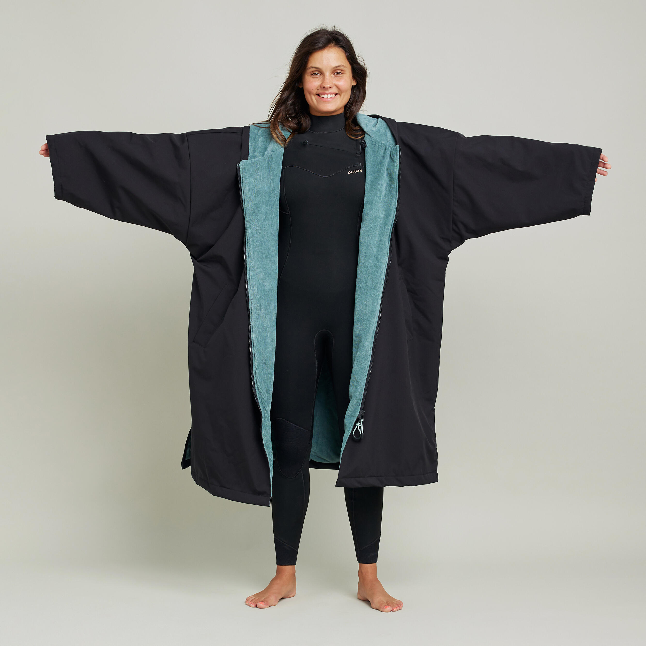 Poncho da surf per adulti - 950 nero