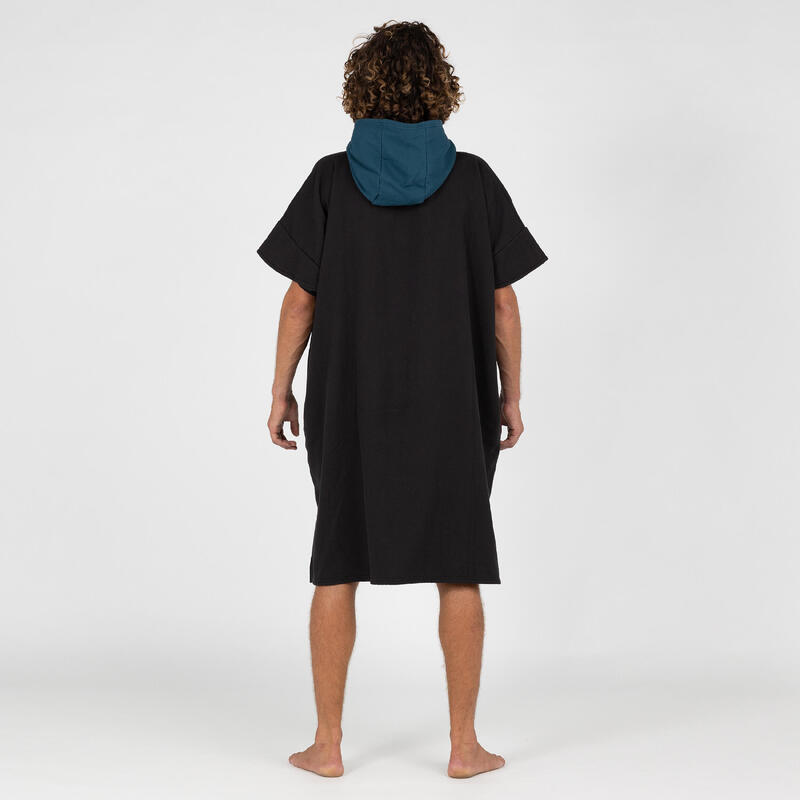 Surfponcho voor volwassenen 500 zwart