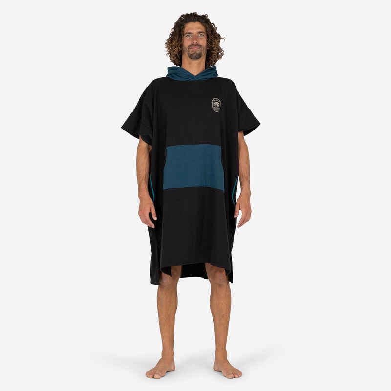 Surf-Poncho 500 Erwachsene schwarz