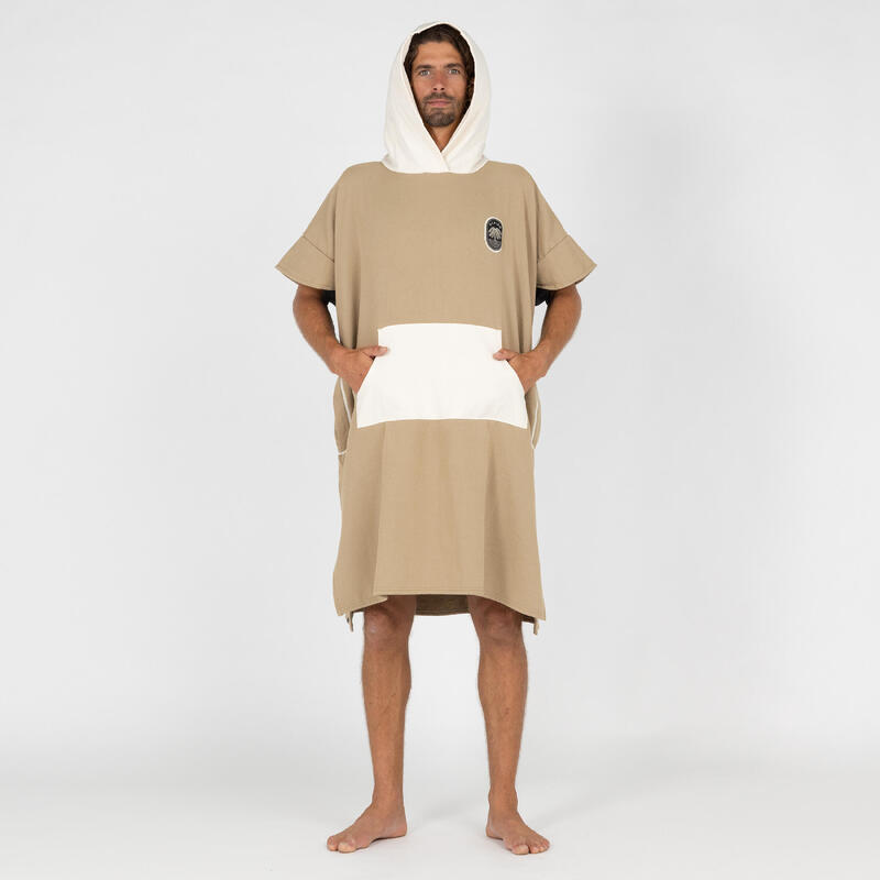 Surfponcho voor volwassenen 500 zandbeige