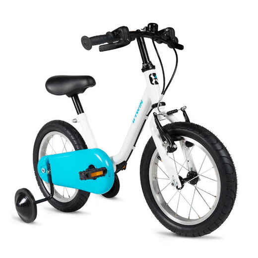 
      Bicicleta	para niños de 3 a 5 años Btwin Petitbleu 100 14 pulgadas blanco - azul
  