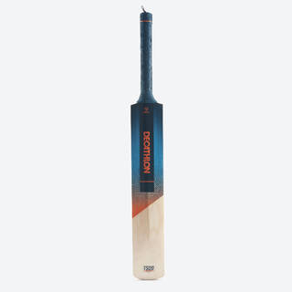 Adult Poplar Wood Cricket Bat Size 6 SH Soft & Medium for Tennis Ball T500 Power - Turquoise & Orange
