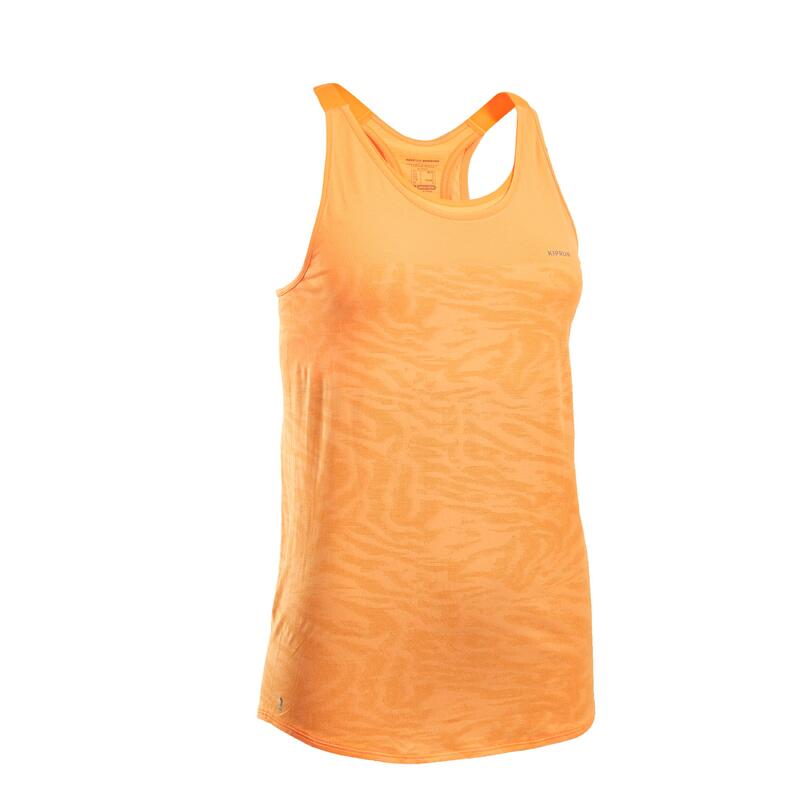 Camiseta sin mangas running sujetador-top integrado Mujer - KIPRUN CARE naranja