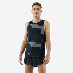 KIPRUN LIGHT MEN'S BREATHABLE RUNNING TANK TOP-BLACK/WAVE