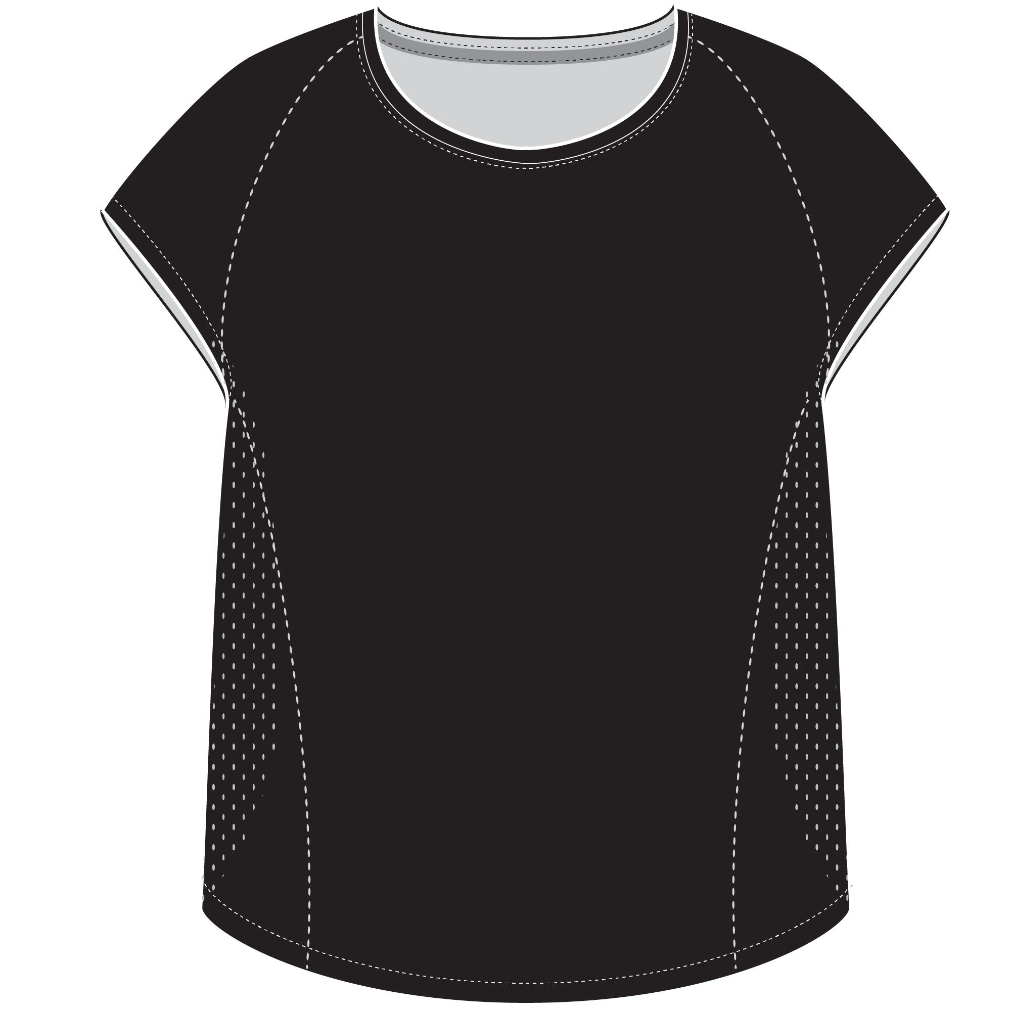 T-shirt nera donna fitness 500 loose traspirante 16/16