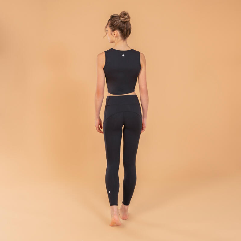 Yoga Crop Top Premium Damen - schwarz