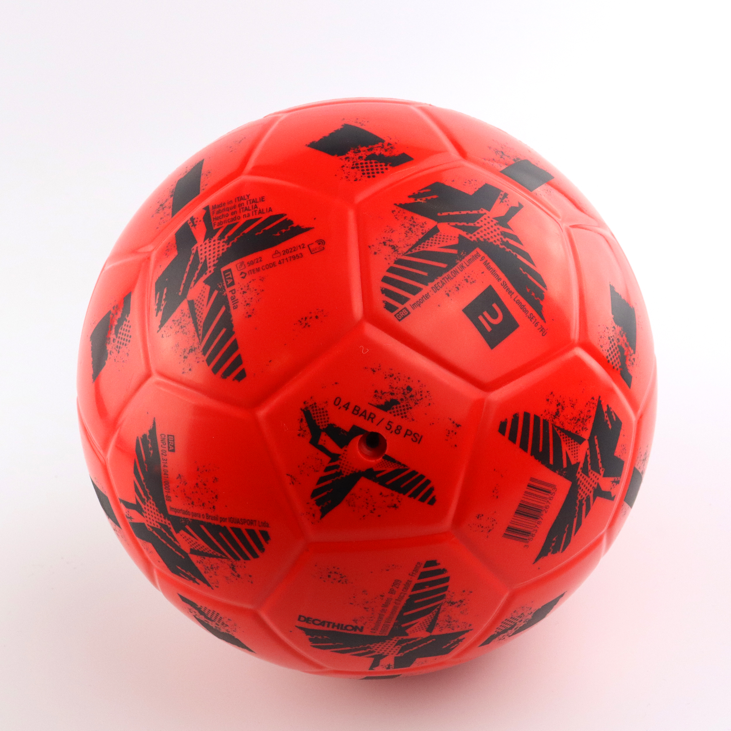 Ballon de football en mousse Ballground 500 T4 rouge et noir pour