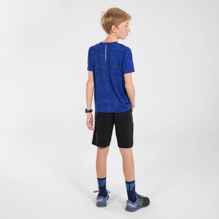 KIPRUN DRY+ boys' breathable running shorts - black/denim