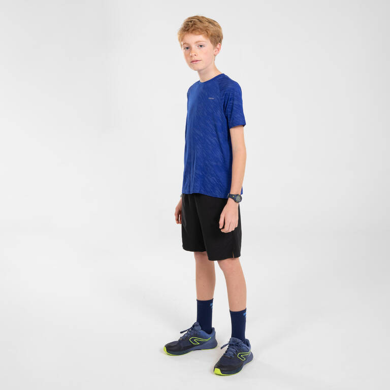 KIPRUN DRY+ boys' breathable running shorts - black/denim