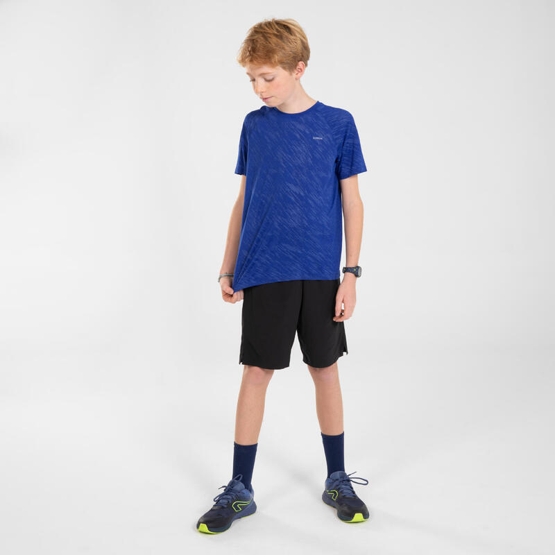 T-Shirt running sans couture Enfant - KIPRUN CARE bleu indigo