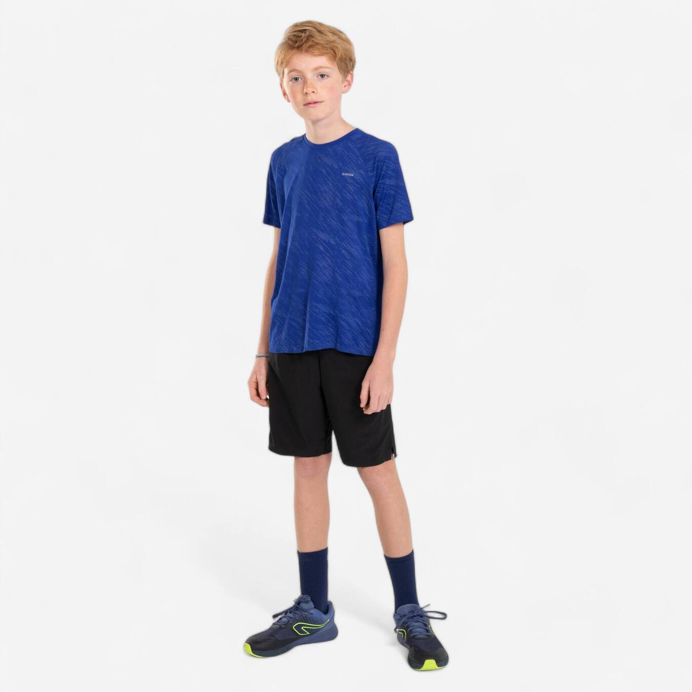 KIPRUN DRY+ boys' breathable running shorts - black/denim