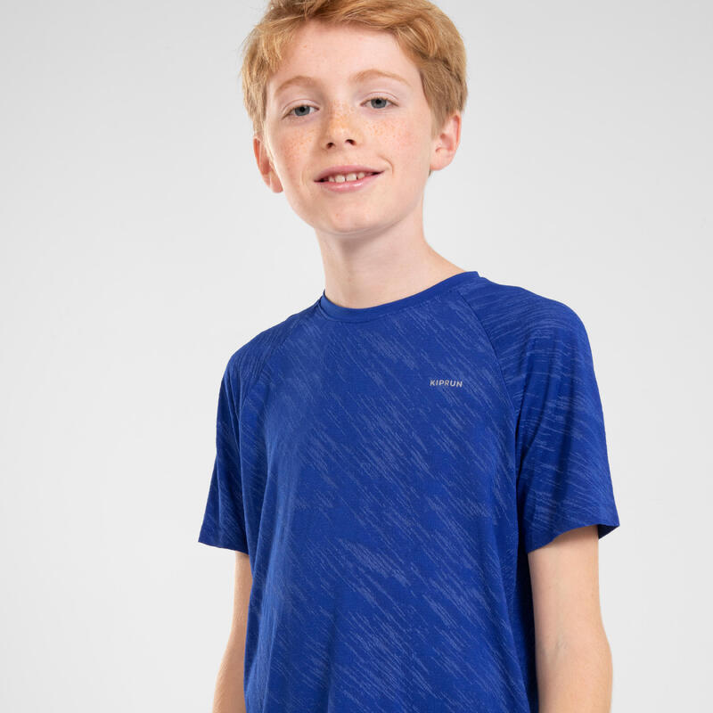 Naadloos hardloopshirt voor kinderen CARE indigoblauw