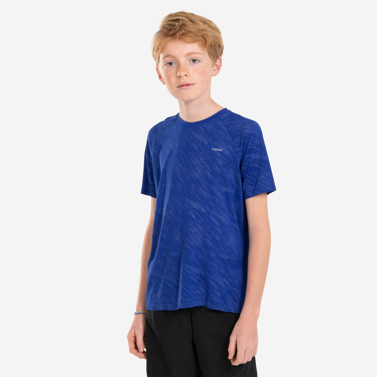T-Shirt running sans couture Enfant - KIPRUN CARE bleu indigo