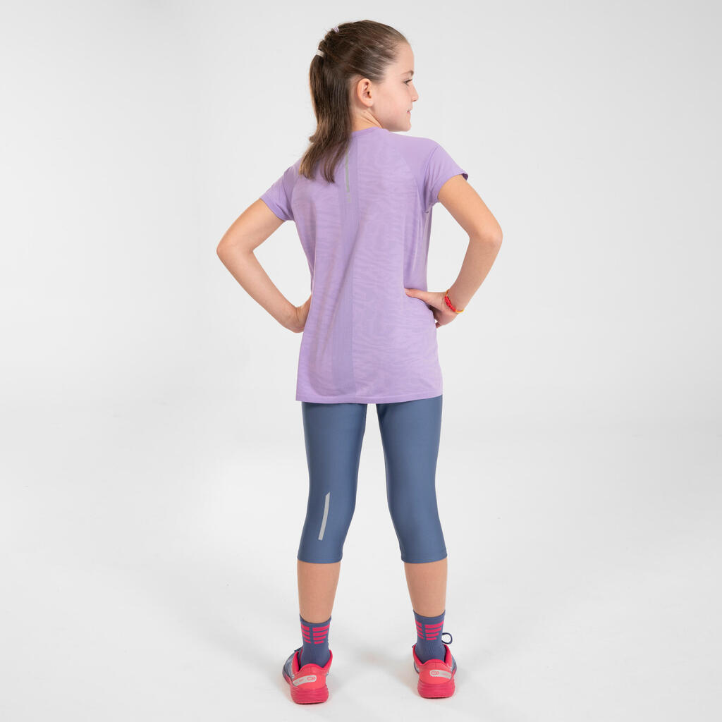 Kids' running leggings - KIPRUN DRY - grey pink