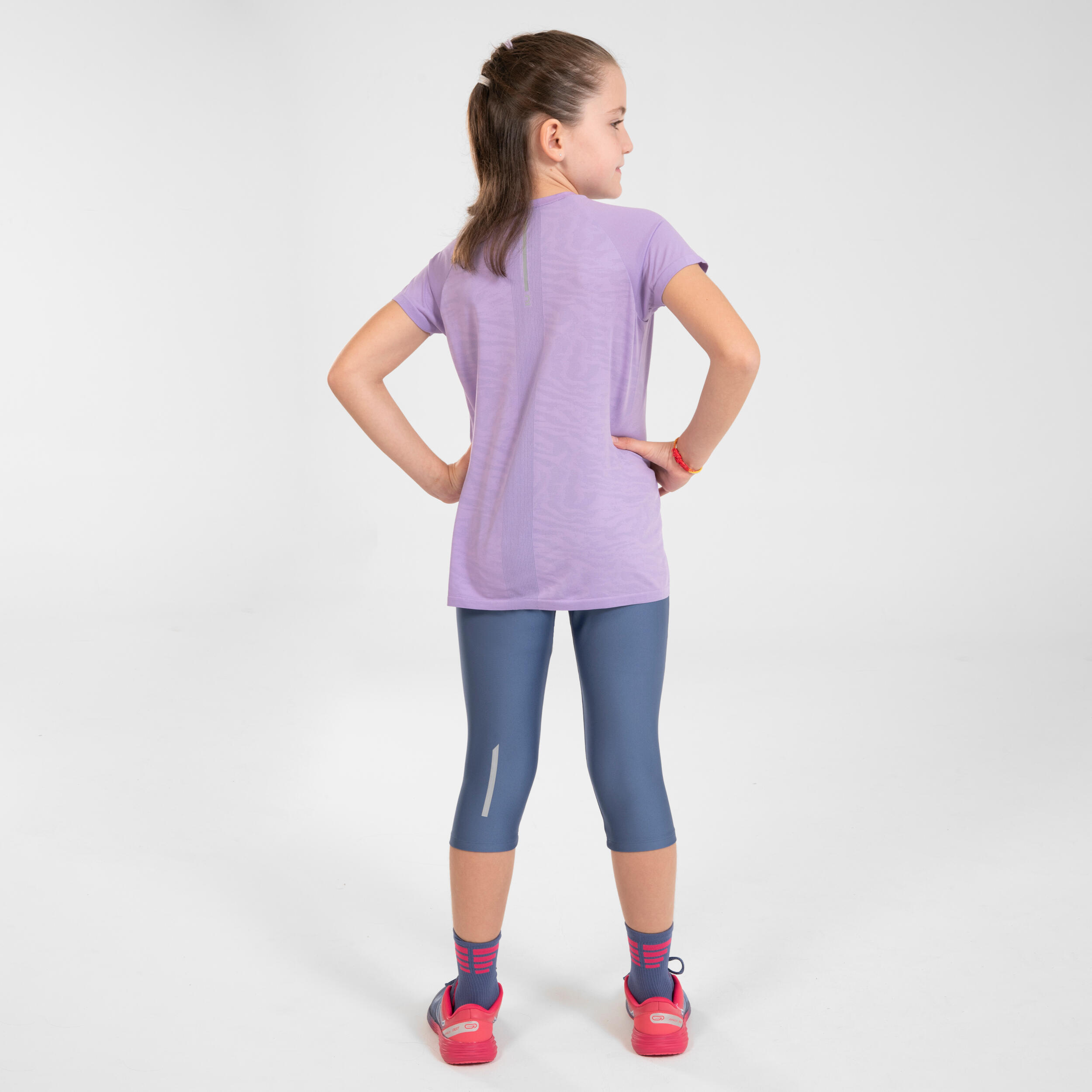 Maglia running bambina KIPRUN CARE seamless viola chiaro 13/18