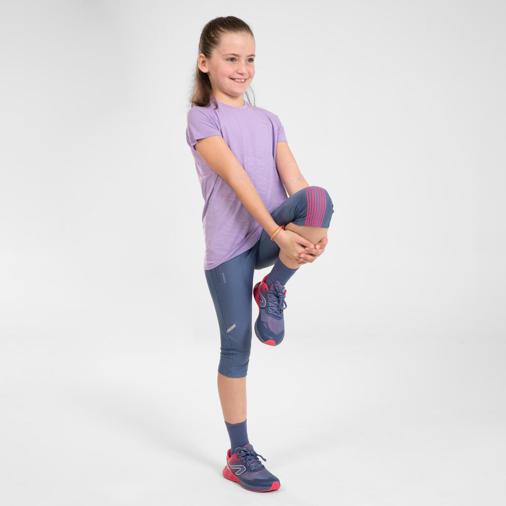 Kids' running leggings - KIPRUN DRY - grey pink