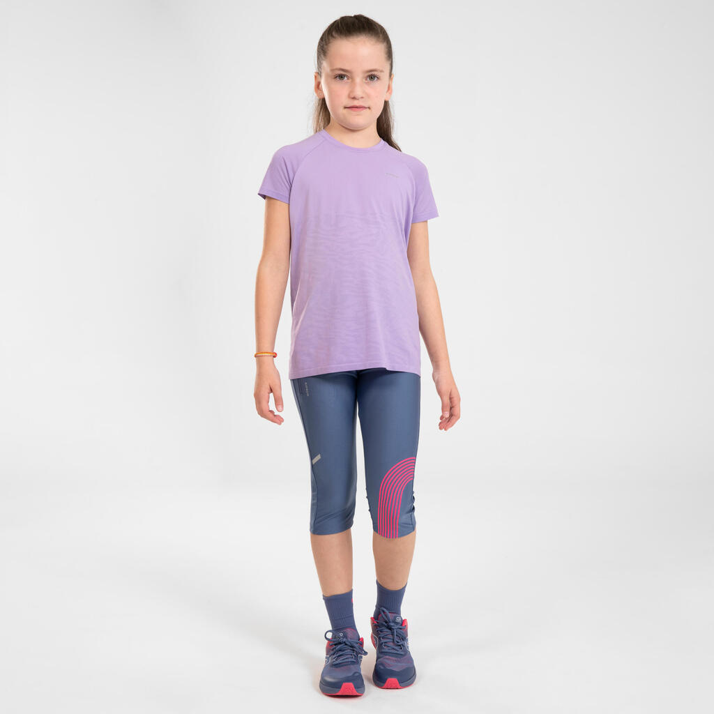 Laufhose 3/4 Kinder atmungsaktiv - Dry grau/rosa