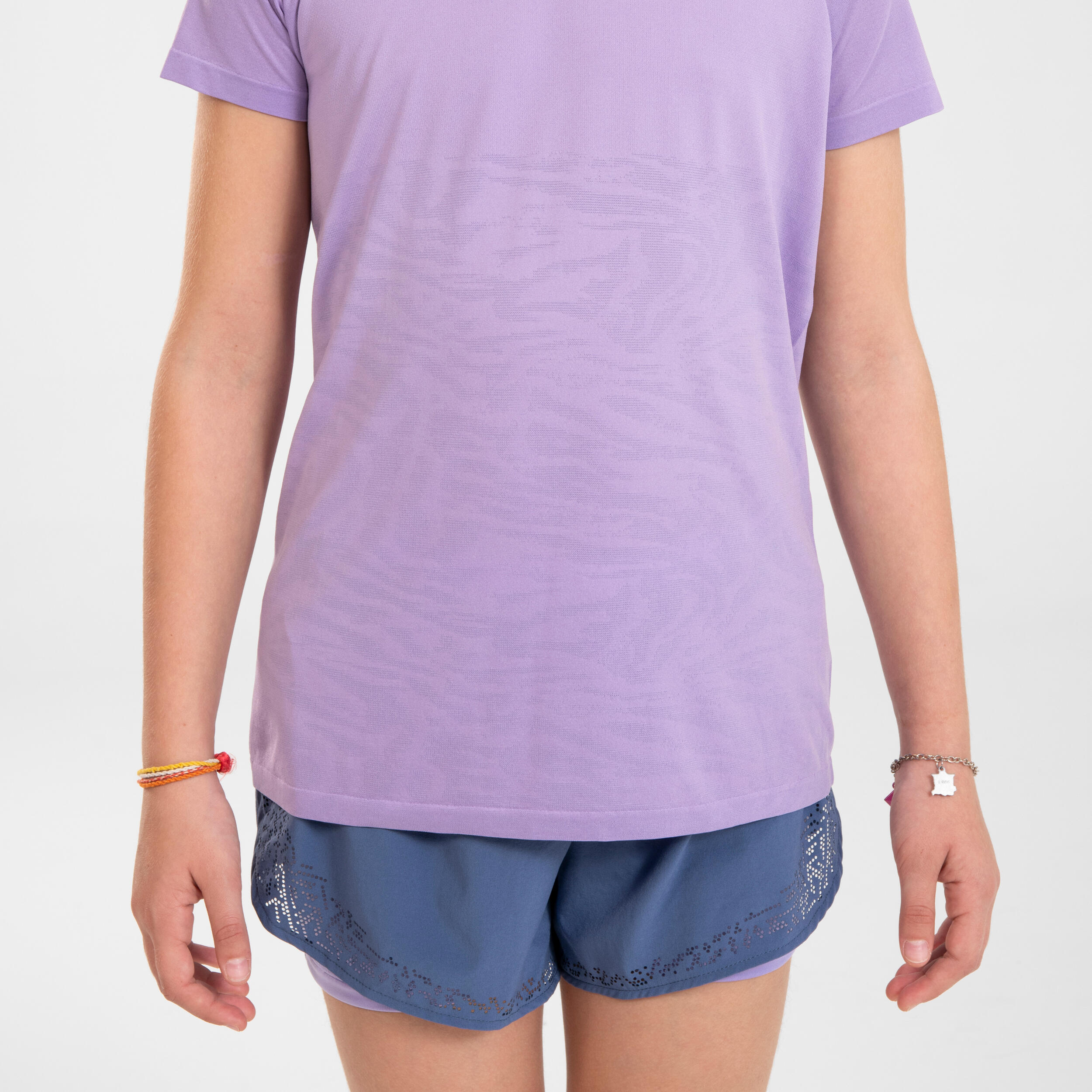 Maglia running bambina KIPRUN CARE seamless viola chiaro 5/18