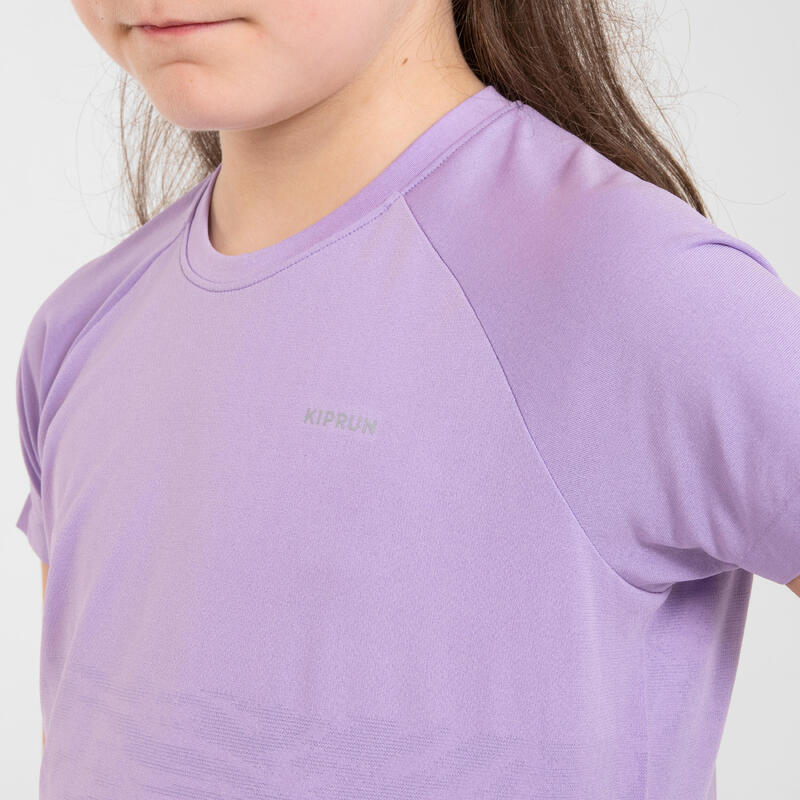 Maglia running bambina KIPRUN CARE seamless viola chiaro