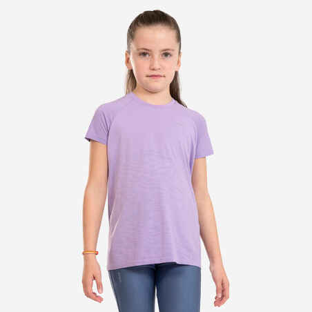 Dekliška brezšivna tekaška majica KIPRUN CARE - bledo vijolična