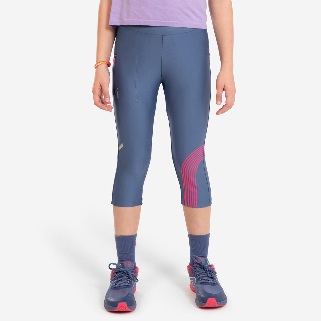 Kids' running leggings - KIPRUN DRY - grey pink