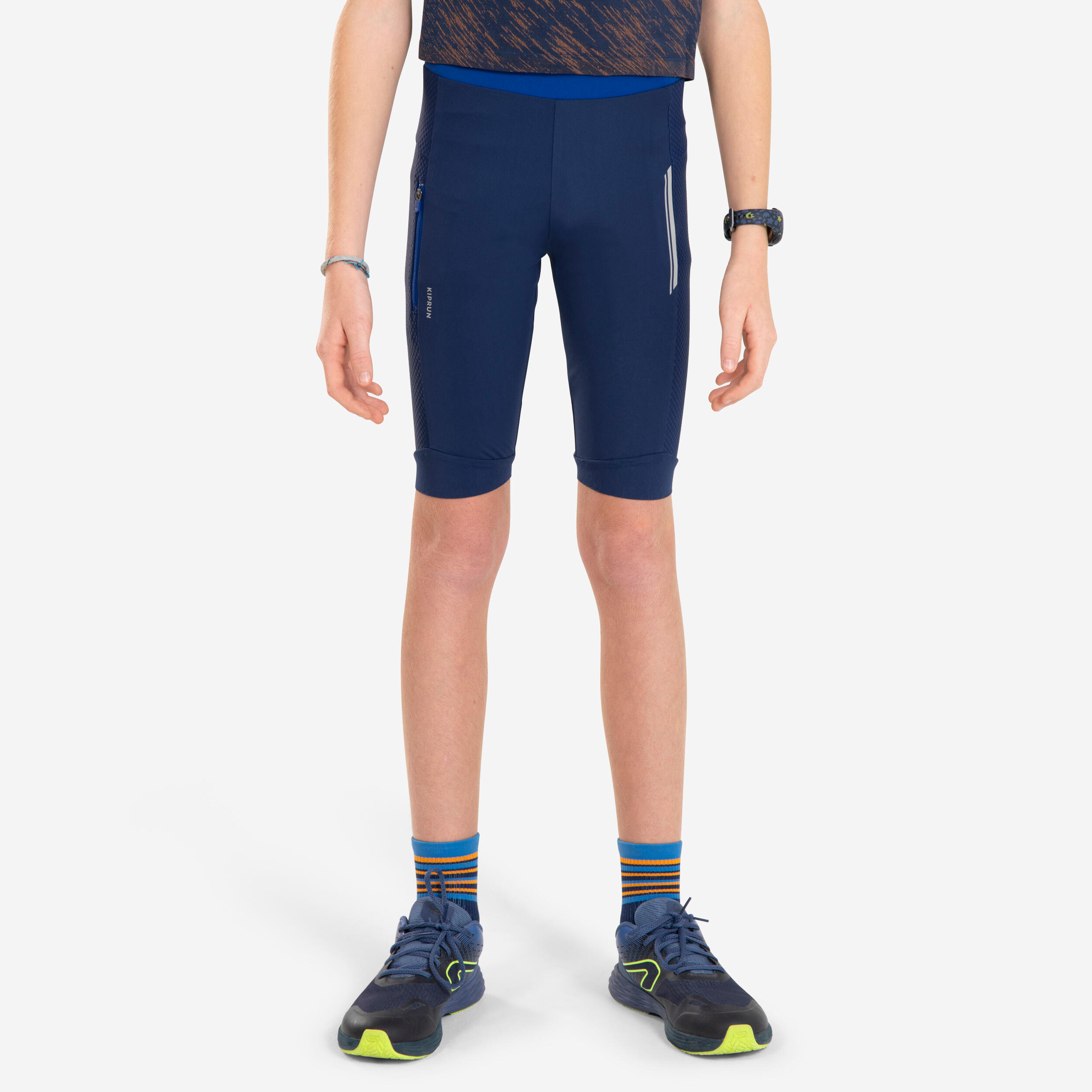 Legginsy do biegania krótkie dziecięce Kiprun Dry+.