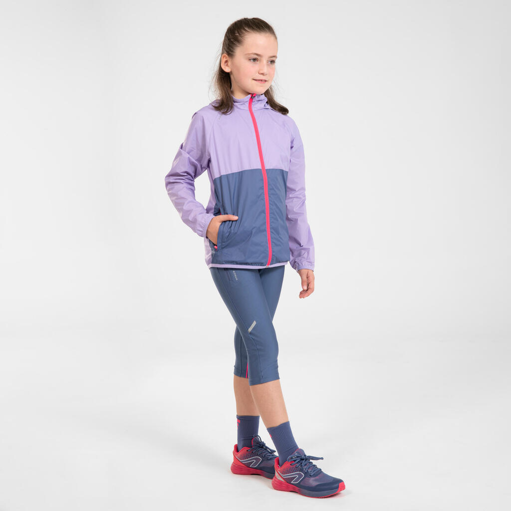 Laufhose 3/4 Kinder atmungsaktiv - Dry grau/rosa