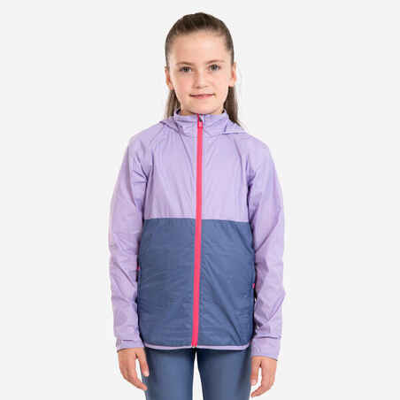 Kids' breathable windproof KIPRUN WINDBREAKER running jacket - grey/mauve/pink