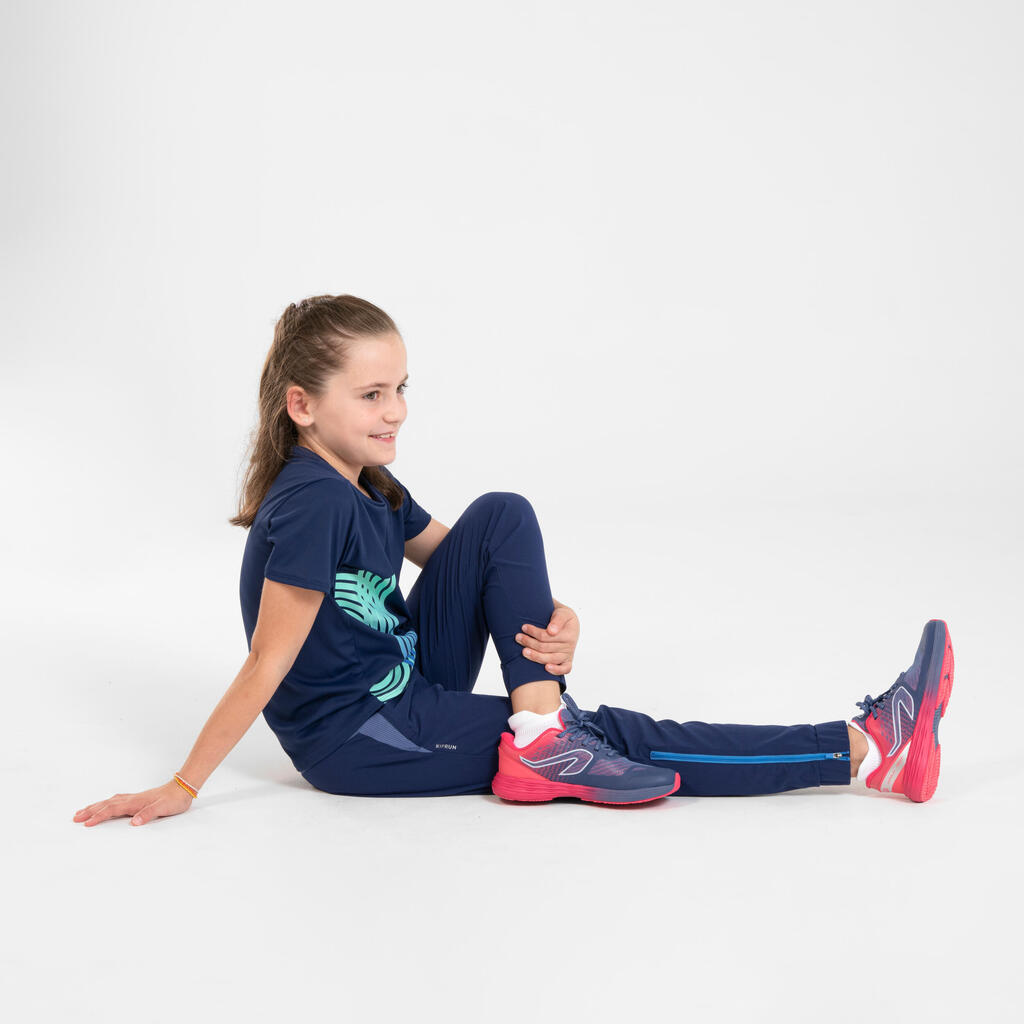 KIPRUN DRY++ kids breathable running T-Shirt - navy/green