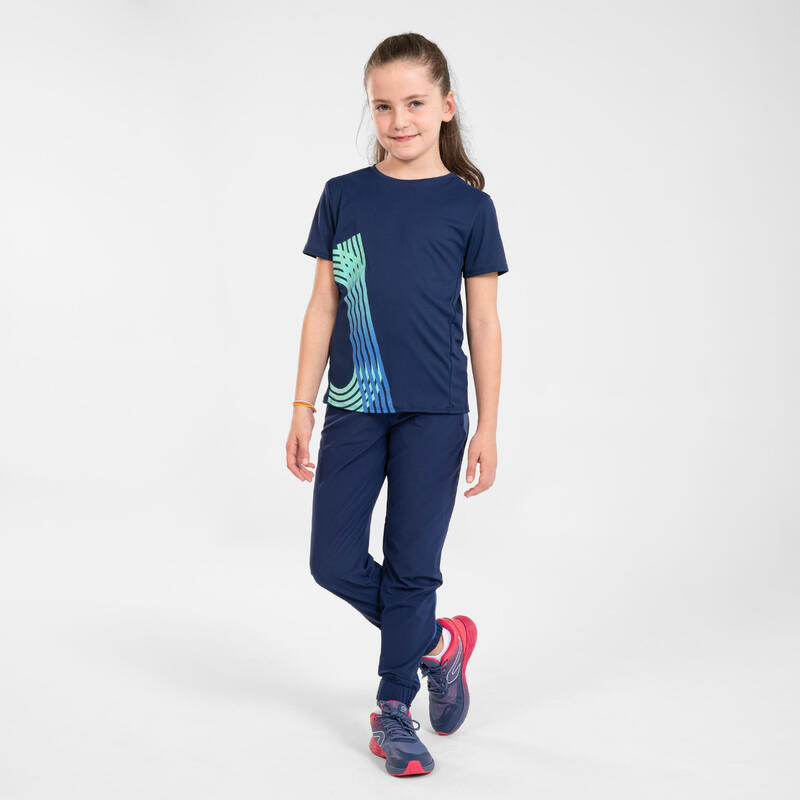 Laufshirt kurzarm Kinder atmungsaktiv - Dry+ marineblau/grün