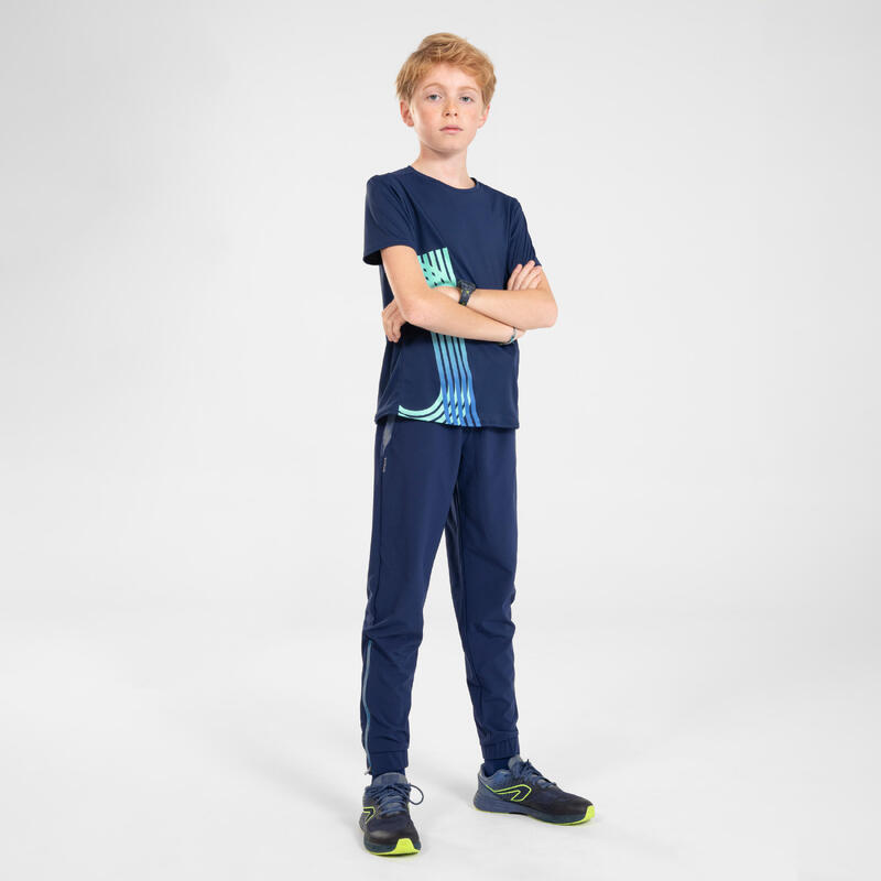 Ademend hardloop T-shirt voor kinderen Dry+ marineblauw groen