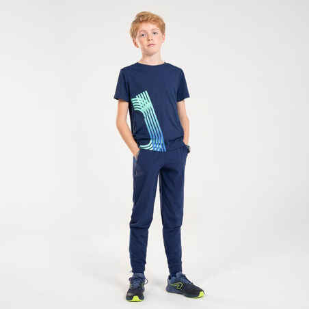 KIPRUN DRY++ kids breathable running T-Shirt - navy/green