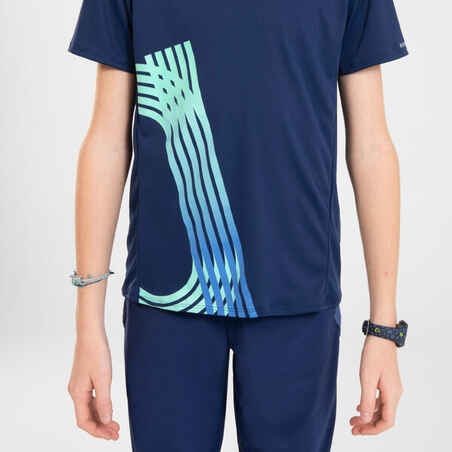 KIPRUN DRY++ kids breathable running T-Shirt - navy/green