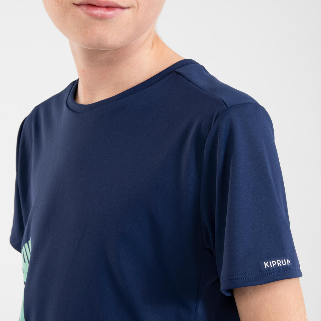 Laufshirt kurzarm Kinder atmungsaktiv - Dry+ marineblau/grün