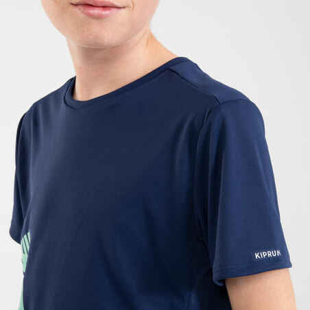 KIPRUN DRY++ kids breathable running T-Shirt - navy/green