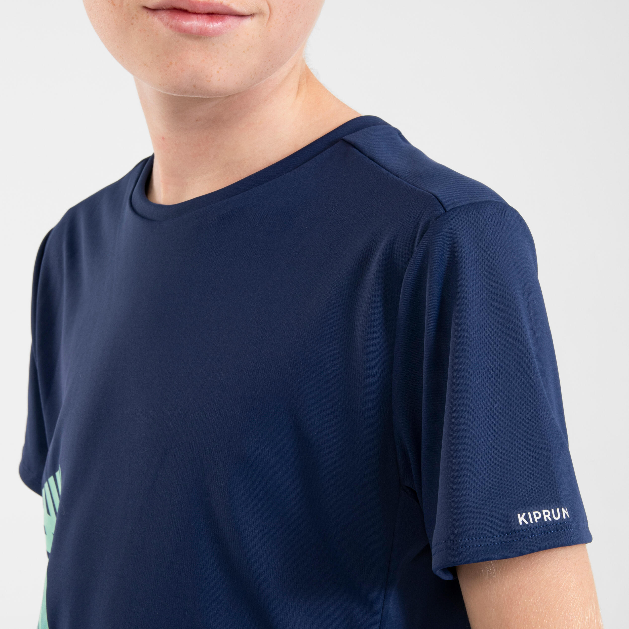 KIPRUN DRY++ kids breathable running T-Shirt - navy/green 3/13