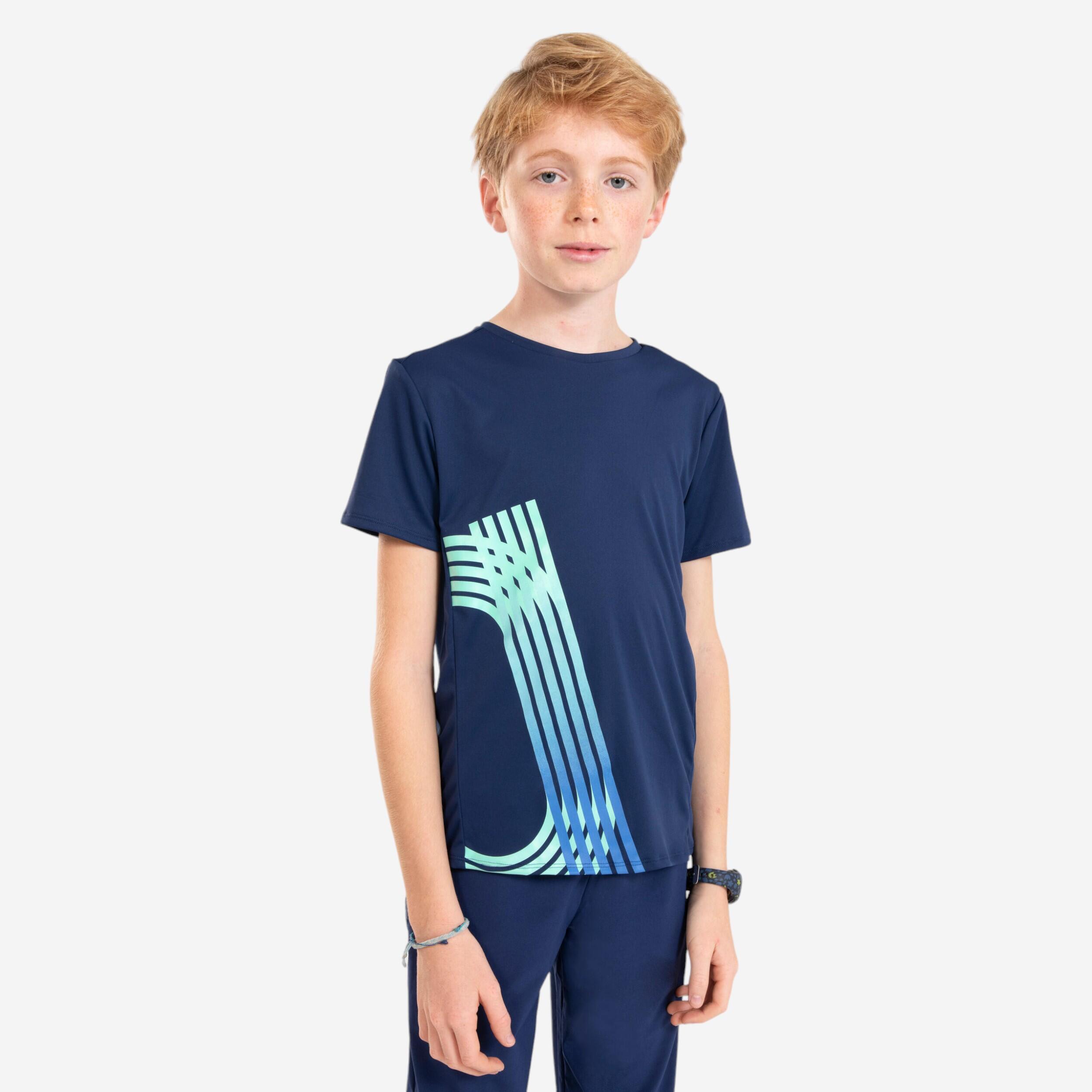 Children's breathable running T-Shirt - KIPRUN DRY++ navy green