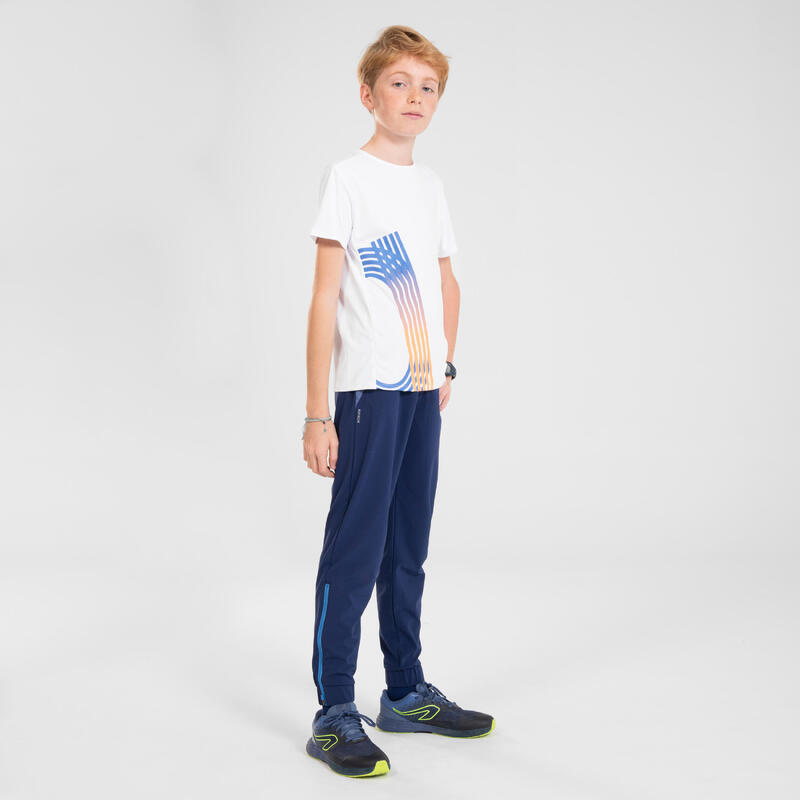 Hardloopbroek met rits voor kinderen Dry+ marineblauw jeansblauw