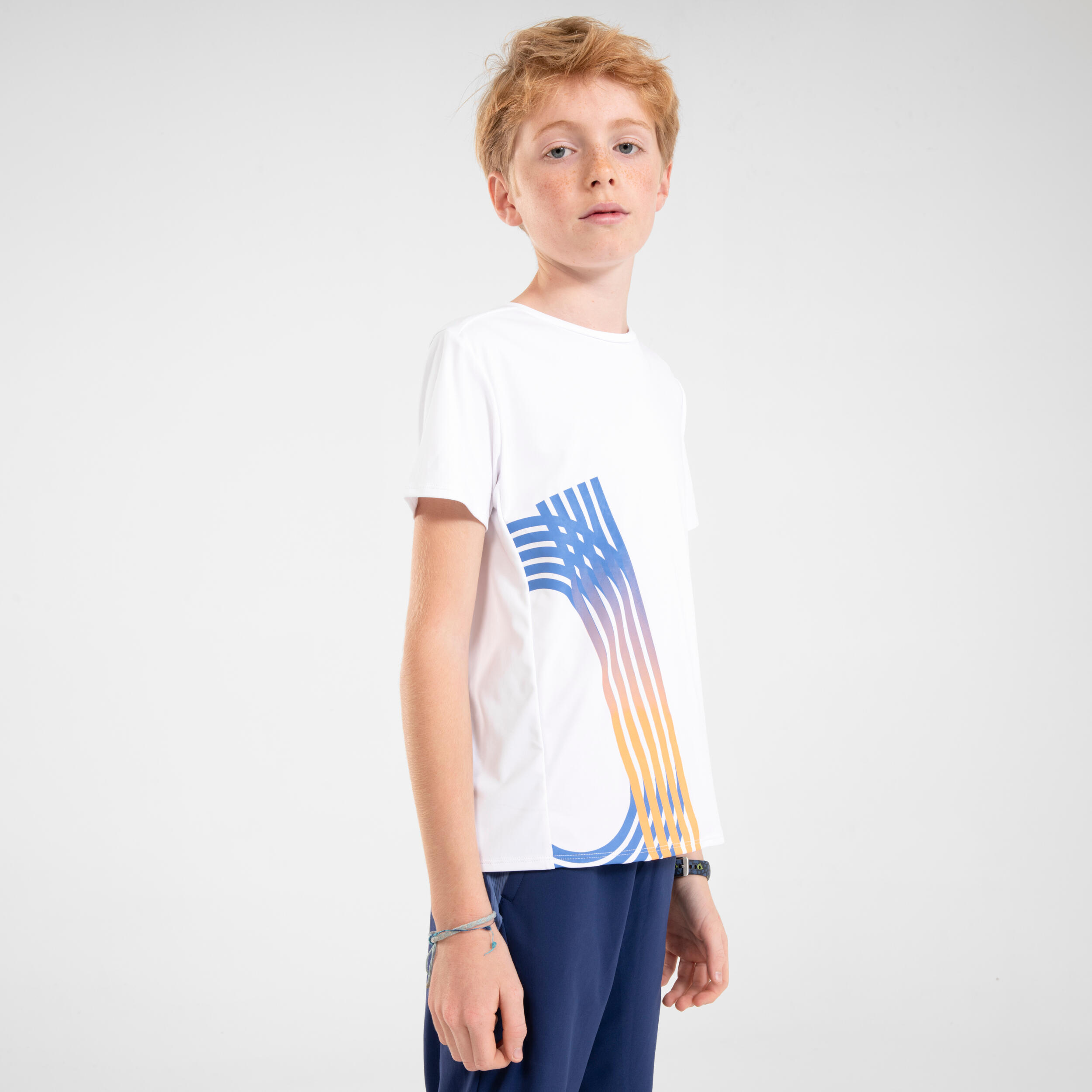 Children's breathable running T-shirt - KIPRUN DRY+ white