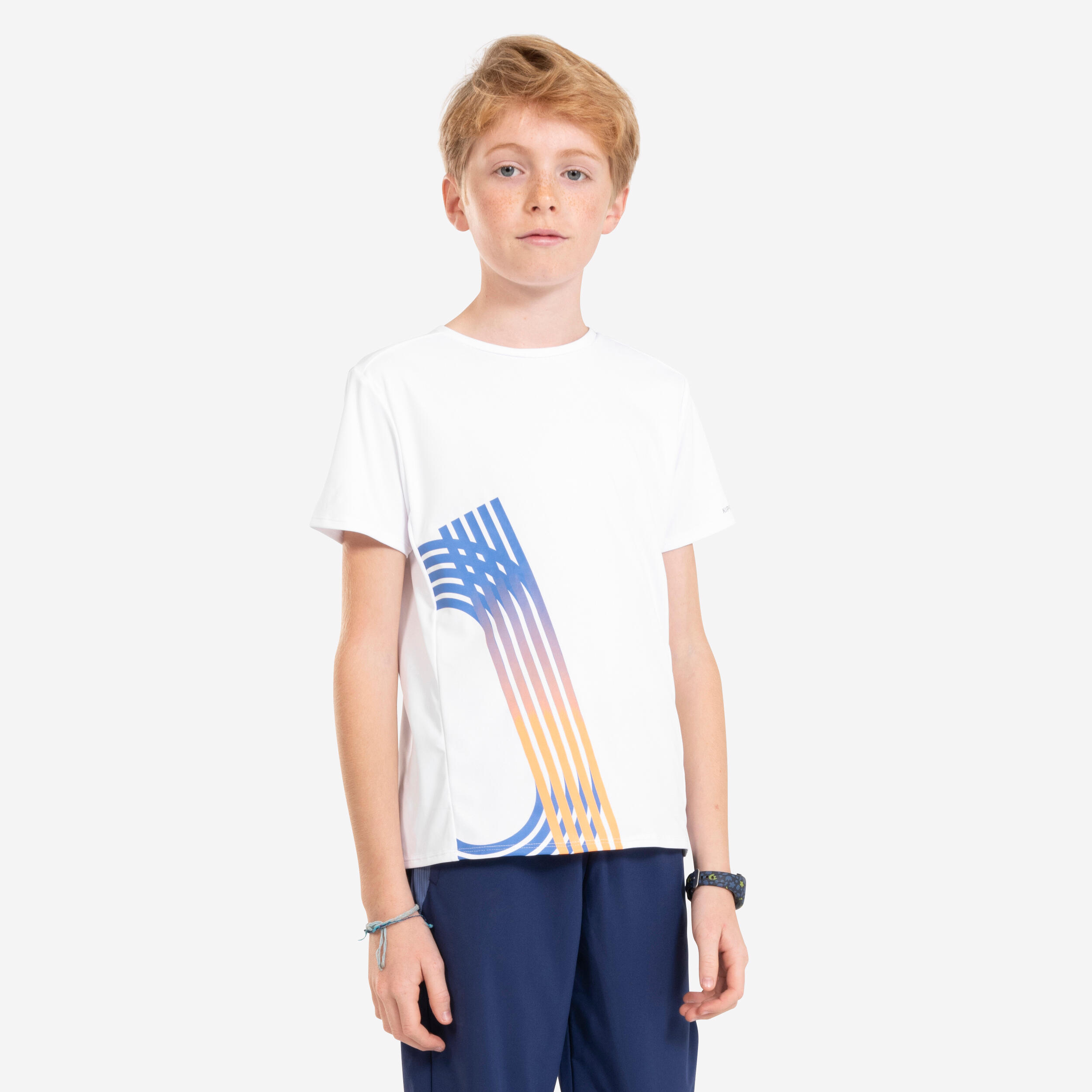 Children's breathable running T-shirt - KIPRUN DRY+ white