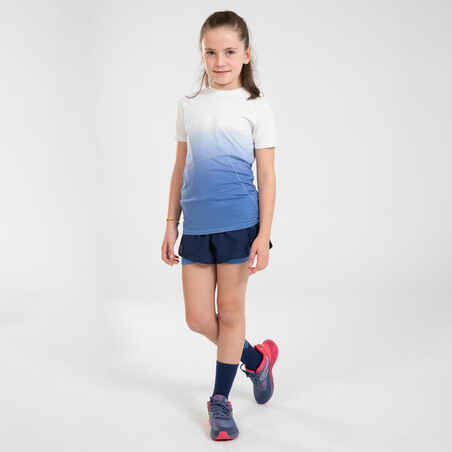 Vaikiški bėgimo besiūliai ekologiško dizaino marškinėliai „Kiprun Skincare“, balti, mėlyni