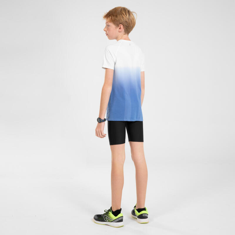 Camiseta running ecodiseño sin costuras Niños - KIPRUN SKINCARE blanco azul