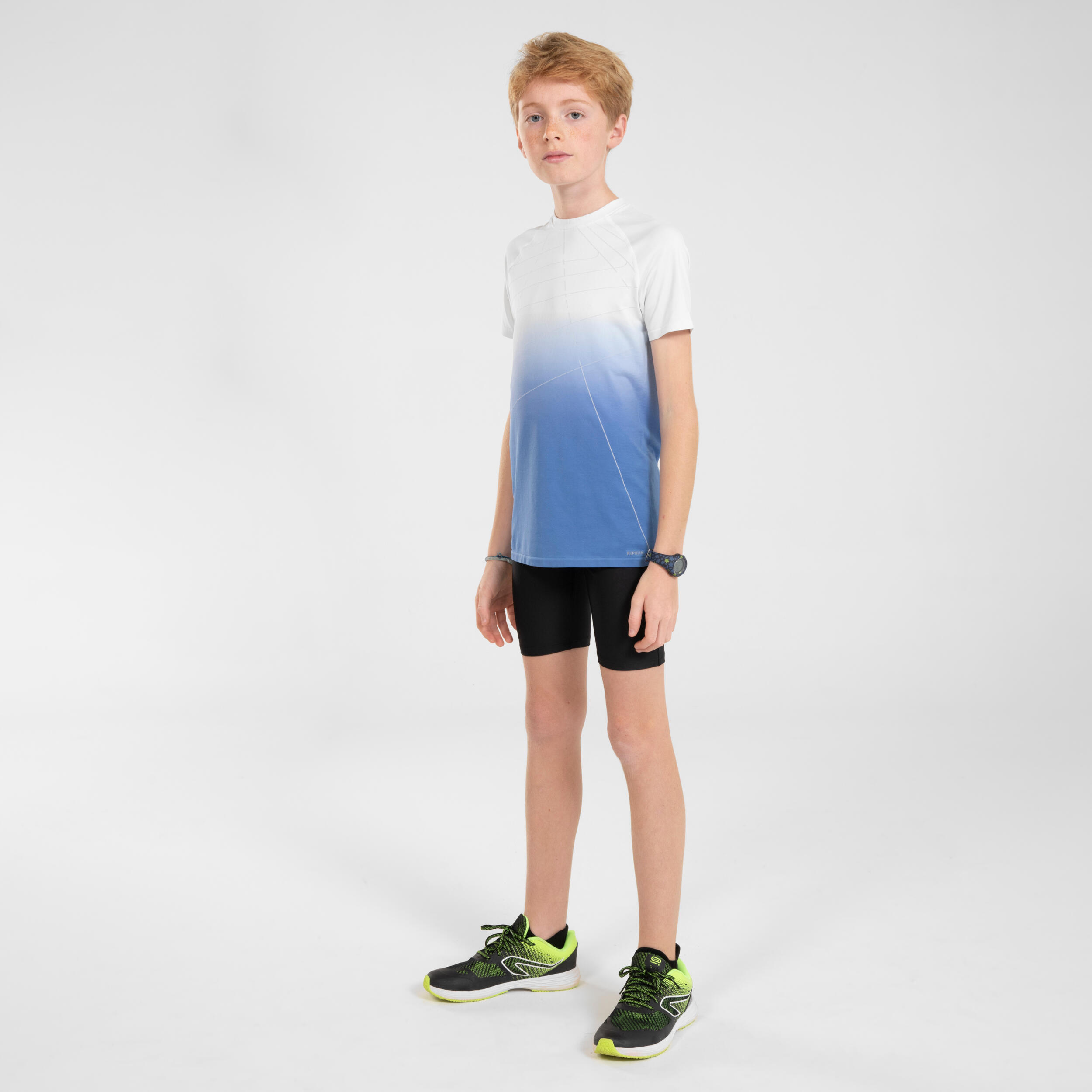 KIPRUN SKINCARE Kids' Seamless Running T-Shirt - white blue 8/14