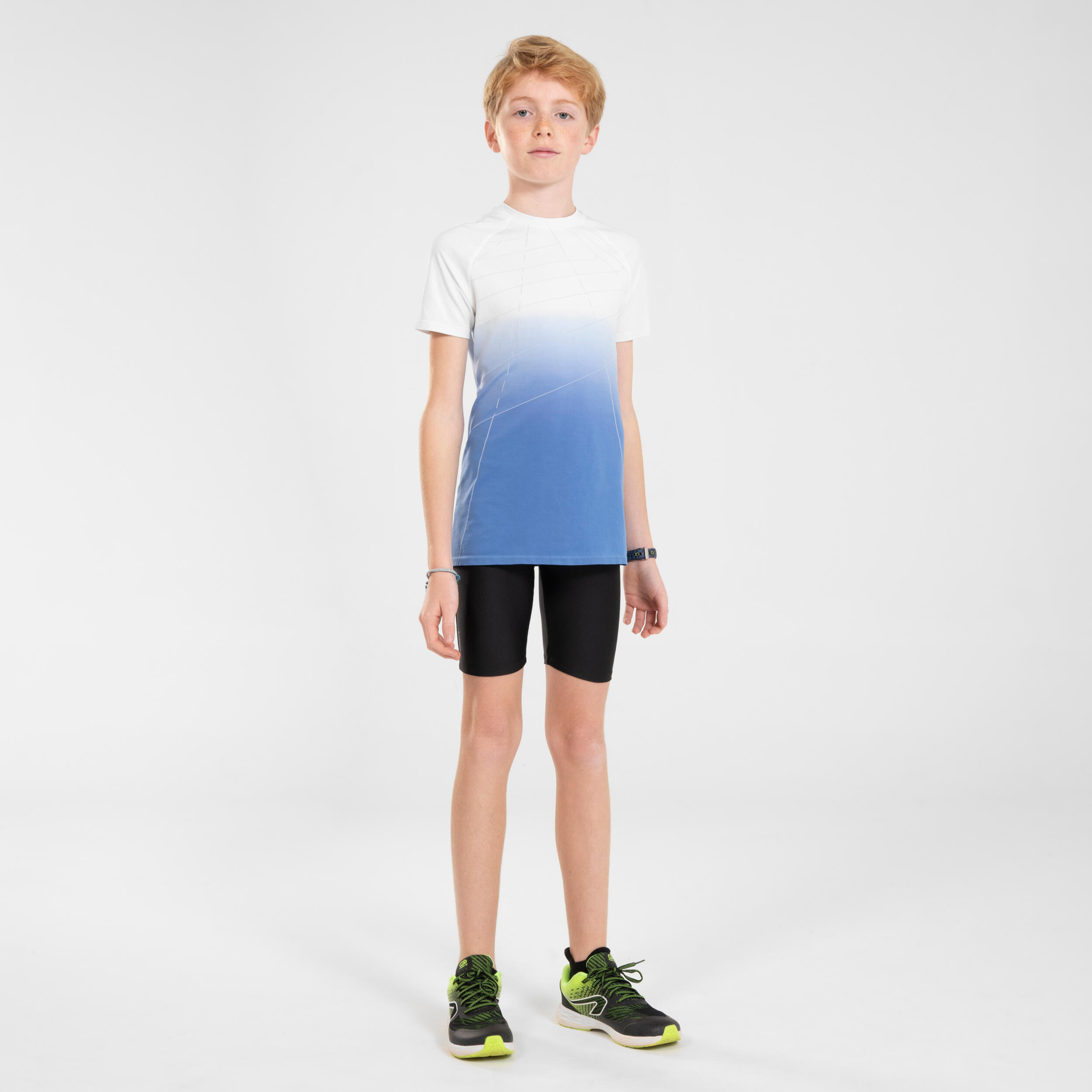 KIPRUN SKINCARE Kids' Seamless Running T-Shirt - white blue 7/14