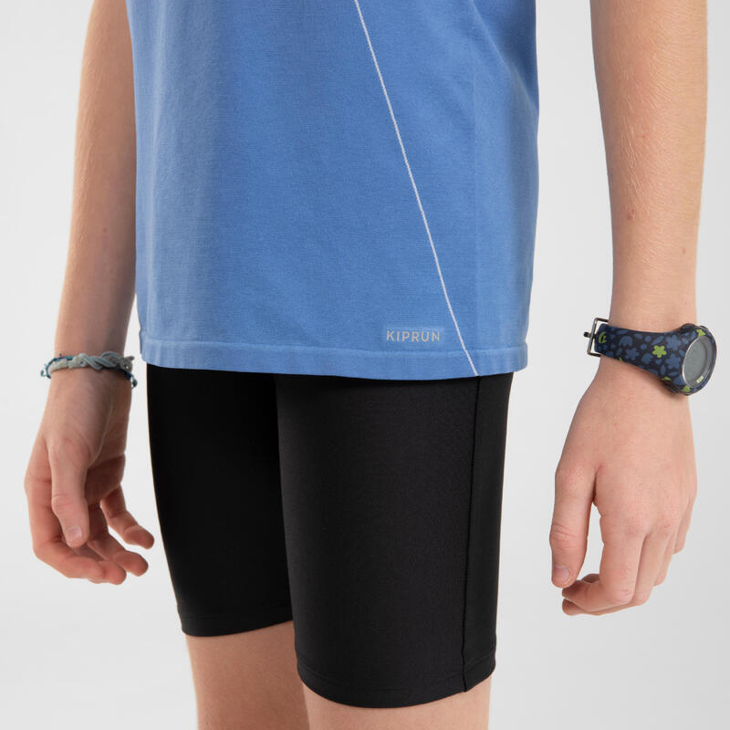 Camiseta running ecodiseño sin costuras Niños - KIPRUN SKINCARE blanco azul