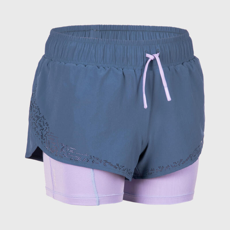 Short pantalón corto running 2 en 1 con mallas Mujer Kiprun
