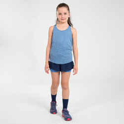 KIPRUN DRY+ Girls' 2-in-1 Running Tight Shorts - navy and blue