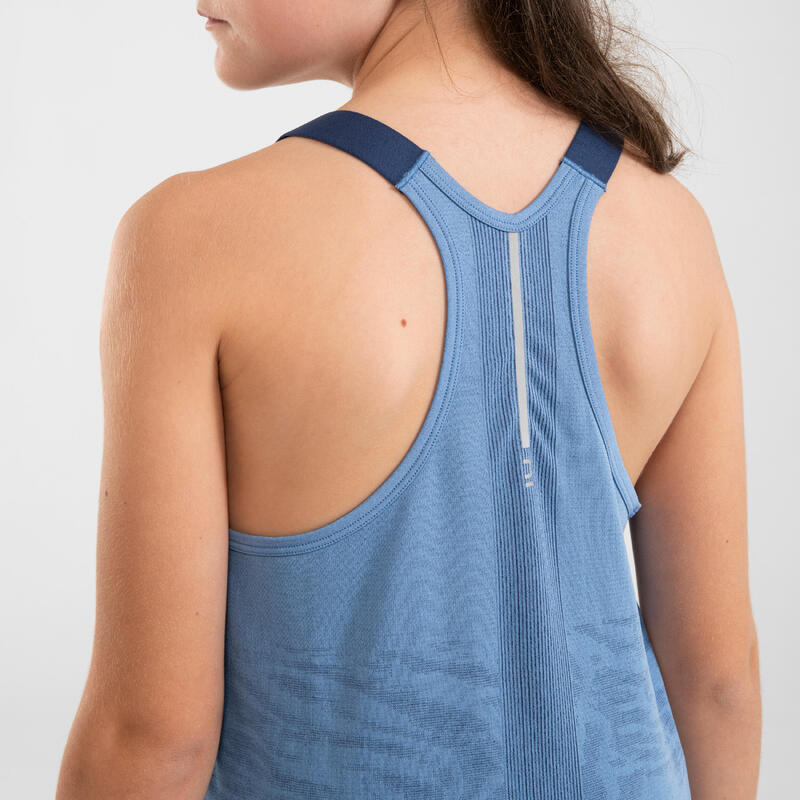 Camiseta sin mangas running sin costuras Niña - KIPRUN CARE Azul